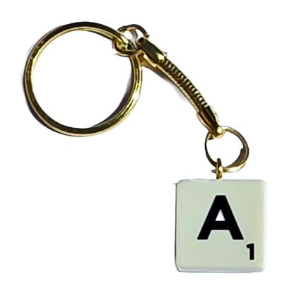 Letter A White Scrabble Tile Keyring - Limited Edition