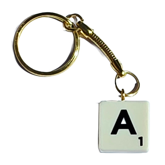 Letter A White Scrabble Tile Keyring - Limited Edition