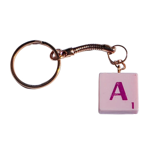 Letter A Pink Scrabble Tile Keyring - Limited Edition